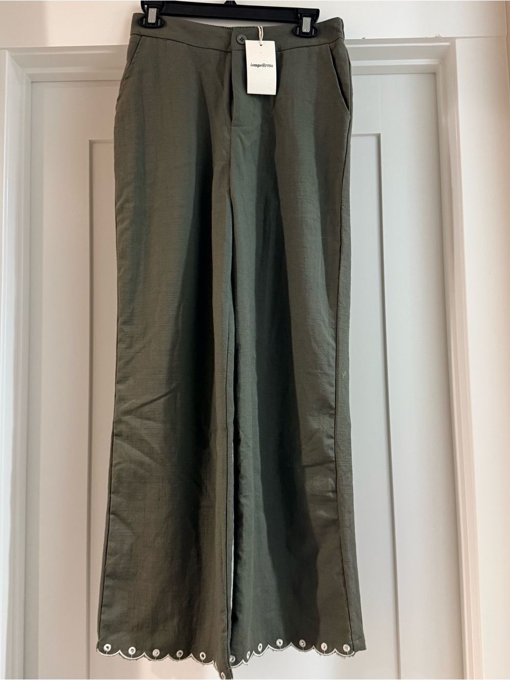 Persian Green Scalloped Hem Pants